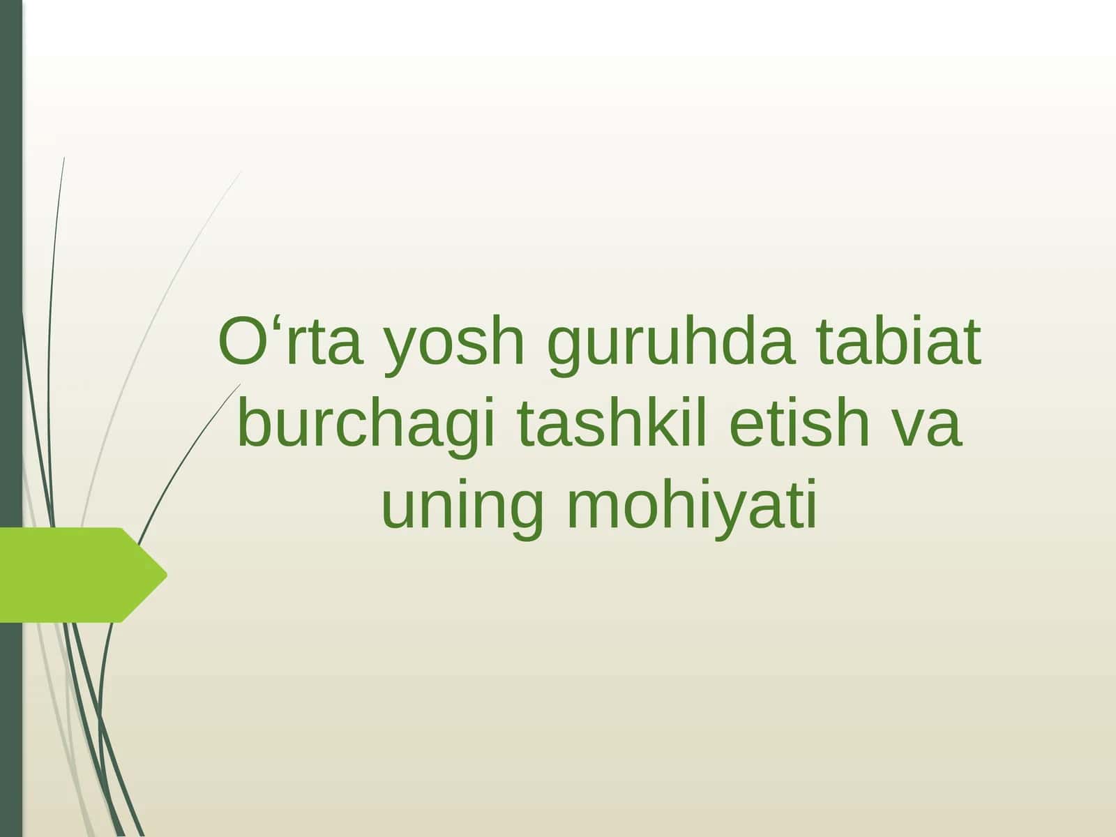 Tabiat burchagi tashkil etish va uning mohiyati 1