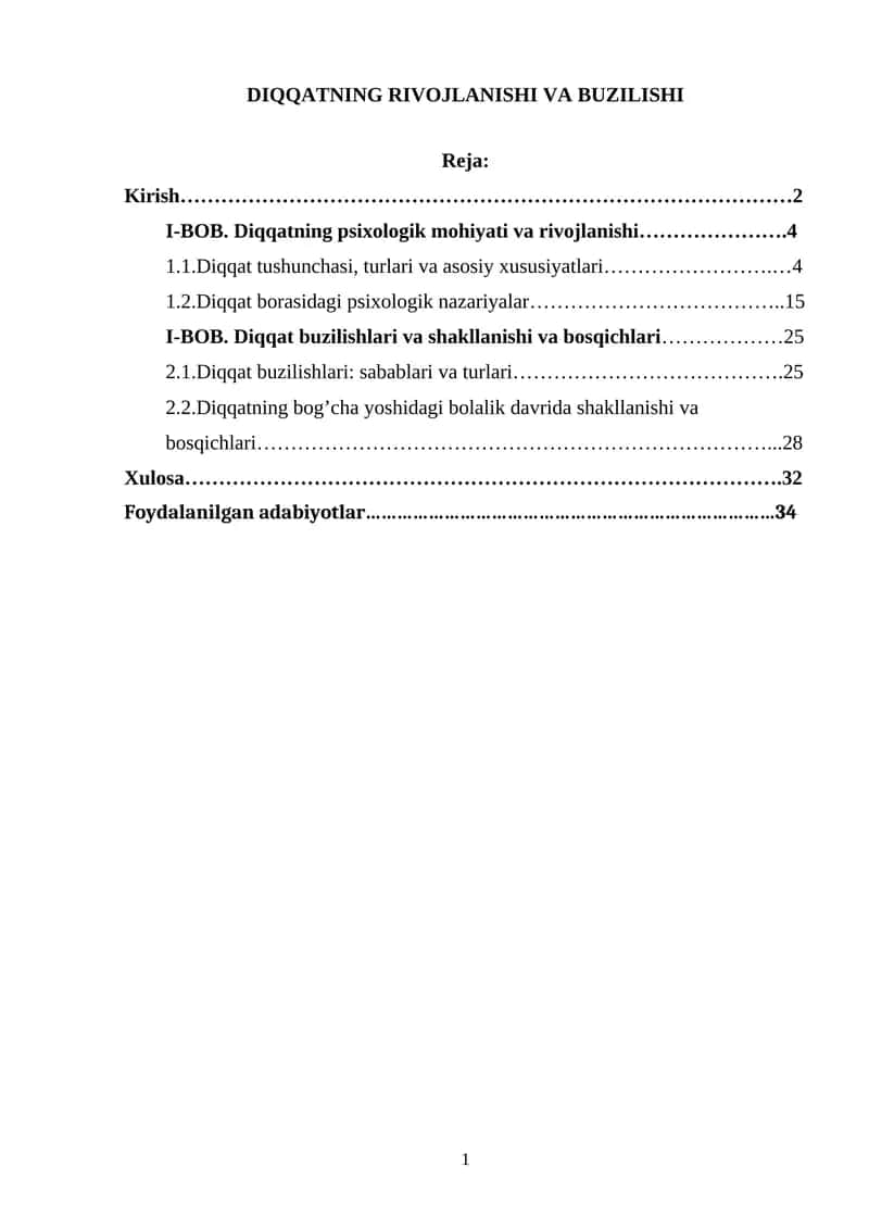 DIQQATNING RIVOJLANISHI VA BUZILISHI 1