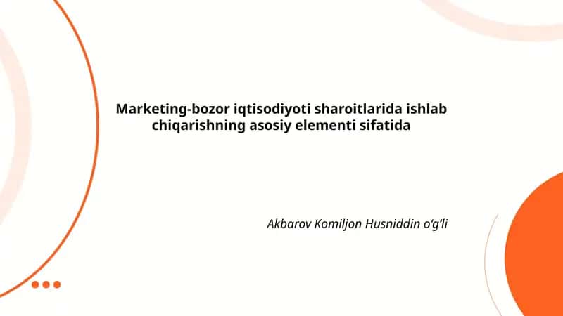 Marketing-bozor iqtisodiyoti sharoitlarida ishlab chiqarishning asosiy elementi 1