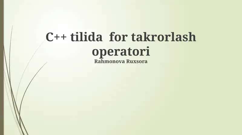 C++ tilida for takrorlash operatori 1