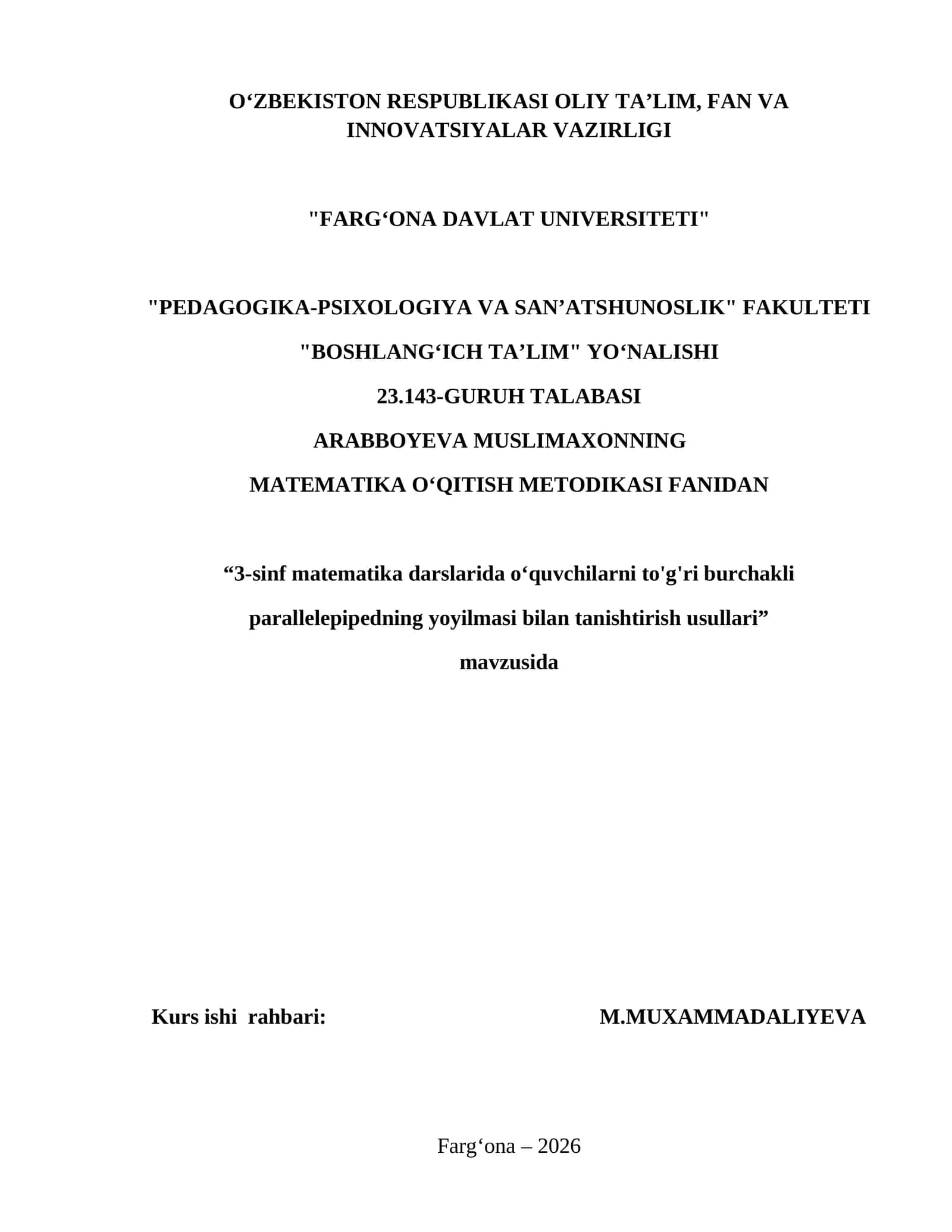 3-sinf matematika darslarida o‘quvchilarni to'g'ri burchakli parallelepipedning yoyilmasi bilan tanishtirish usullari 1