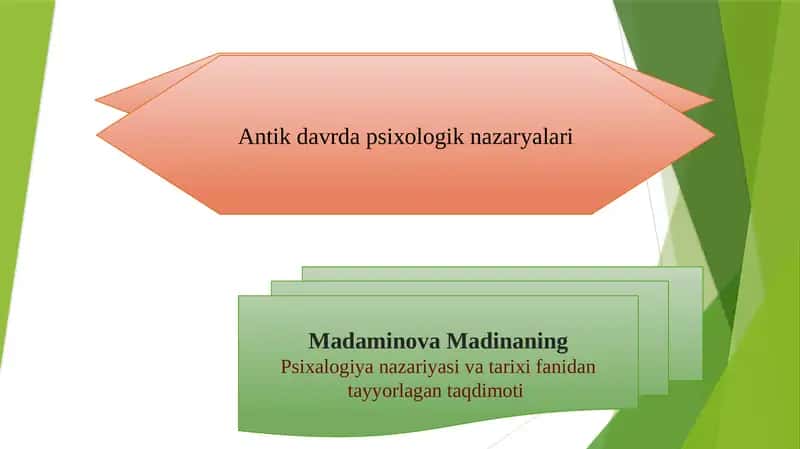 Psixalogiya nazariyasi va tarixi fanidan tayyorlagan taqdimoti 1