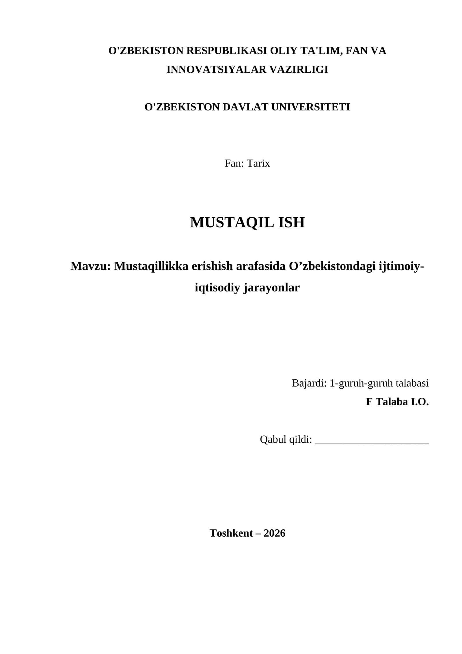 Mustaqillikka erishish arafasida O’zbekistondagi ijtimoiy-iqtisodiy jarayonlar 1