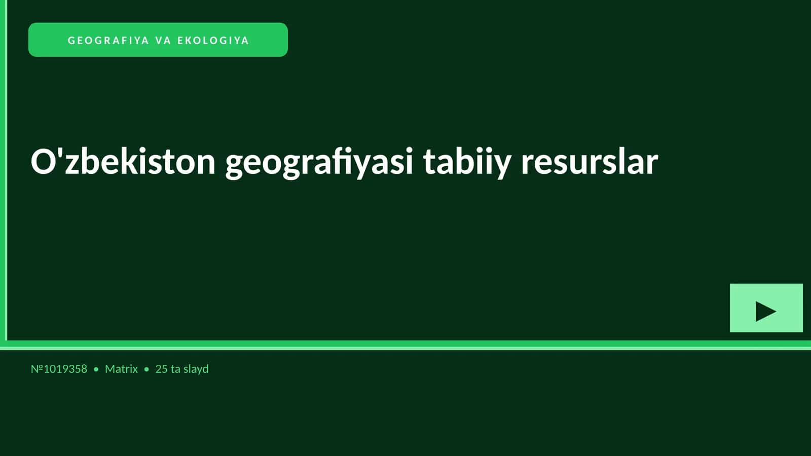 O'zbekiston geografiyasi tabiiy resurslar 1