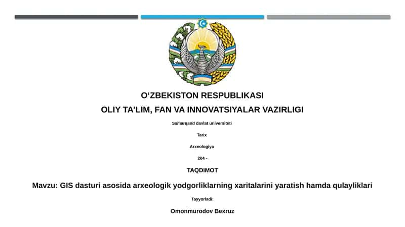 GIS dasturi asosida arxeologik yodgorliklarning xaritalarini yaratish hamda qulayliklari 1