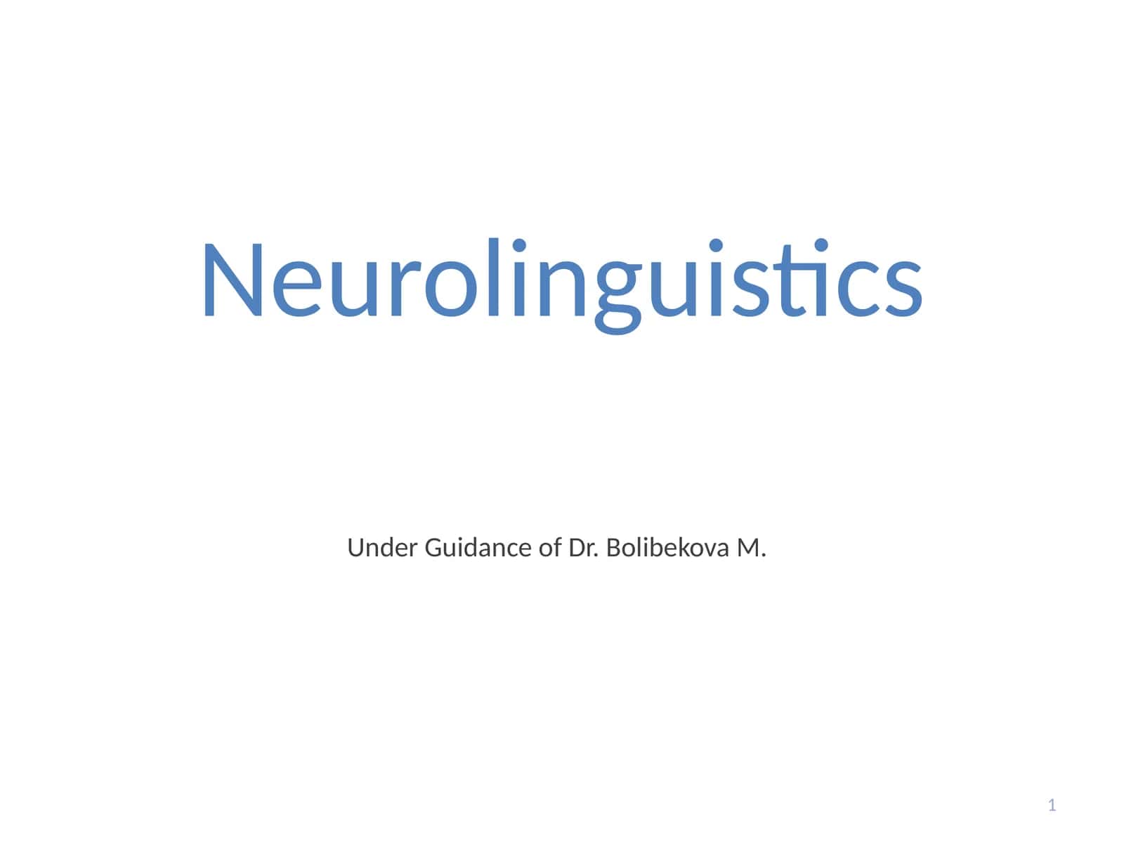 Neurolinguistics 1