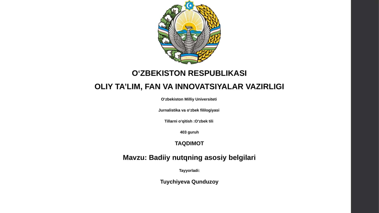 Badiiy nutqning asosiy belgilari 1