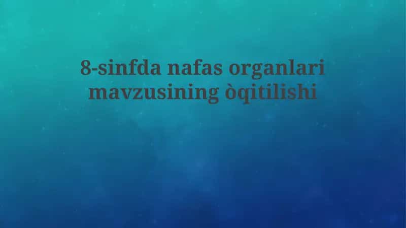 Nafas olish tizimi 1