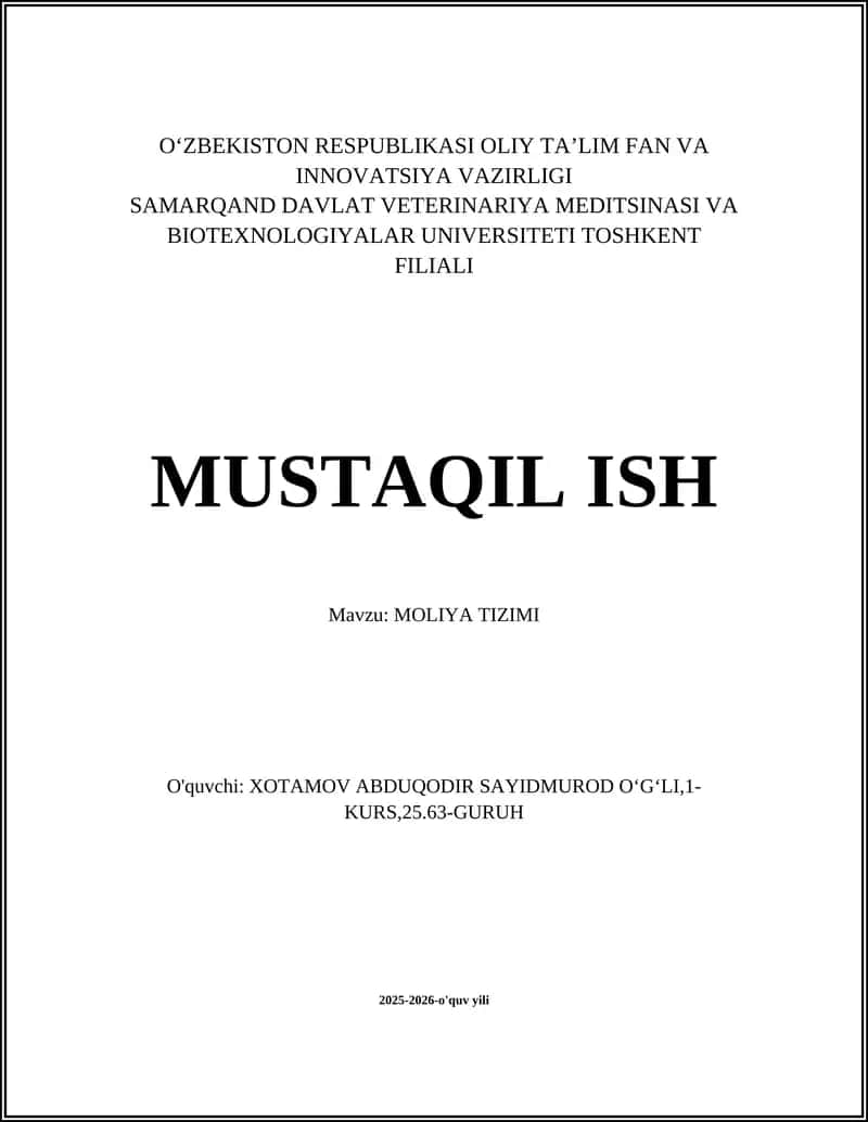 Moliya Tizimi 1