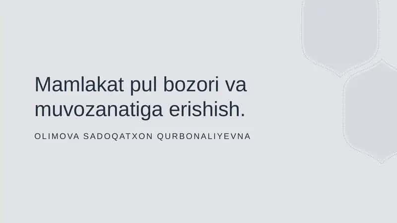 Milliy pul bozori va muvozanatiga erishish 1