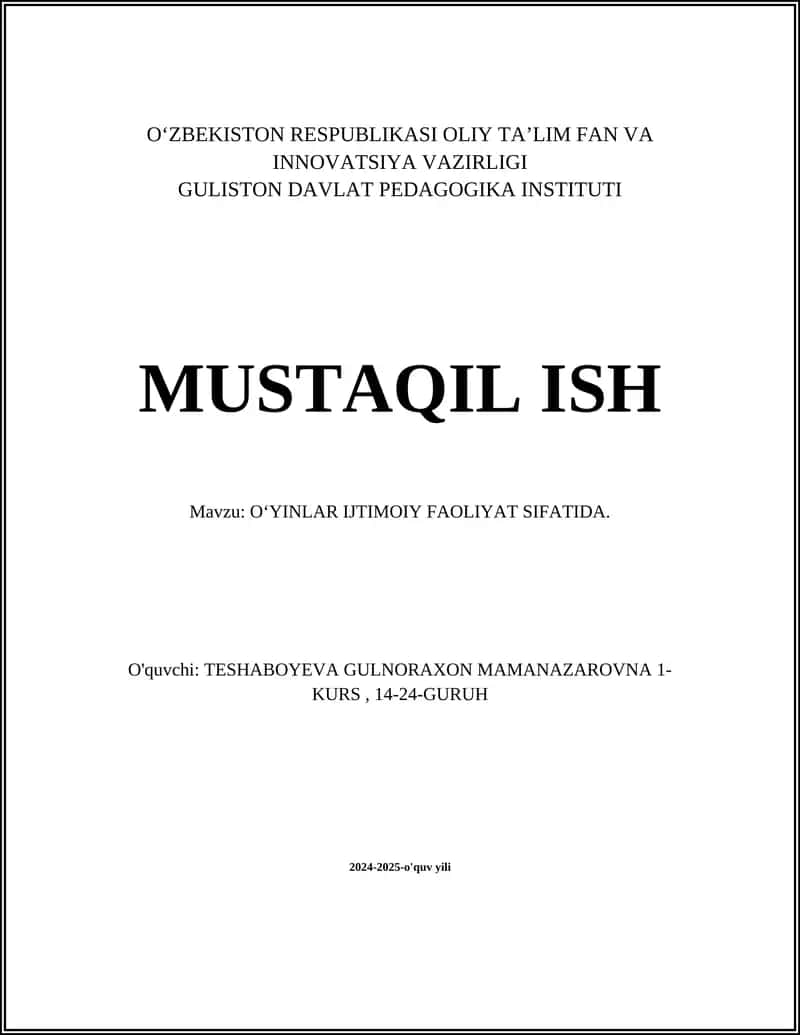 OʻYINLAR IJTIMOIY FAOLIYAT SIFATIDA 1