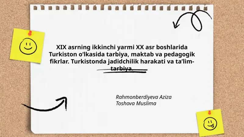 Turkiston oʻlkasida tarbiya, maktab va pedagogik fikrlar 1