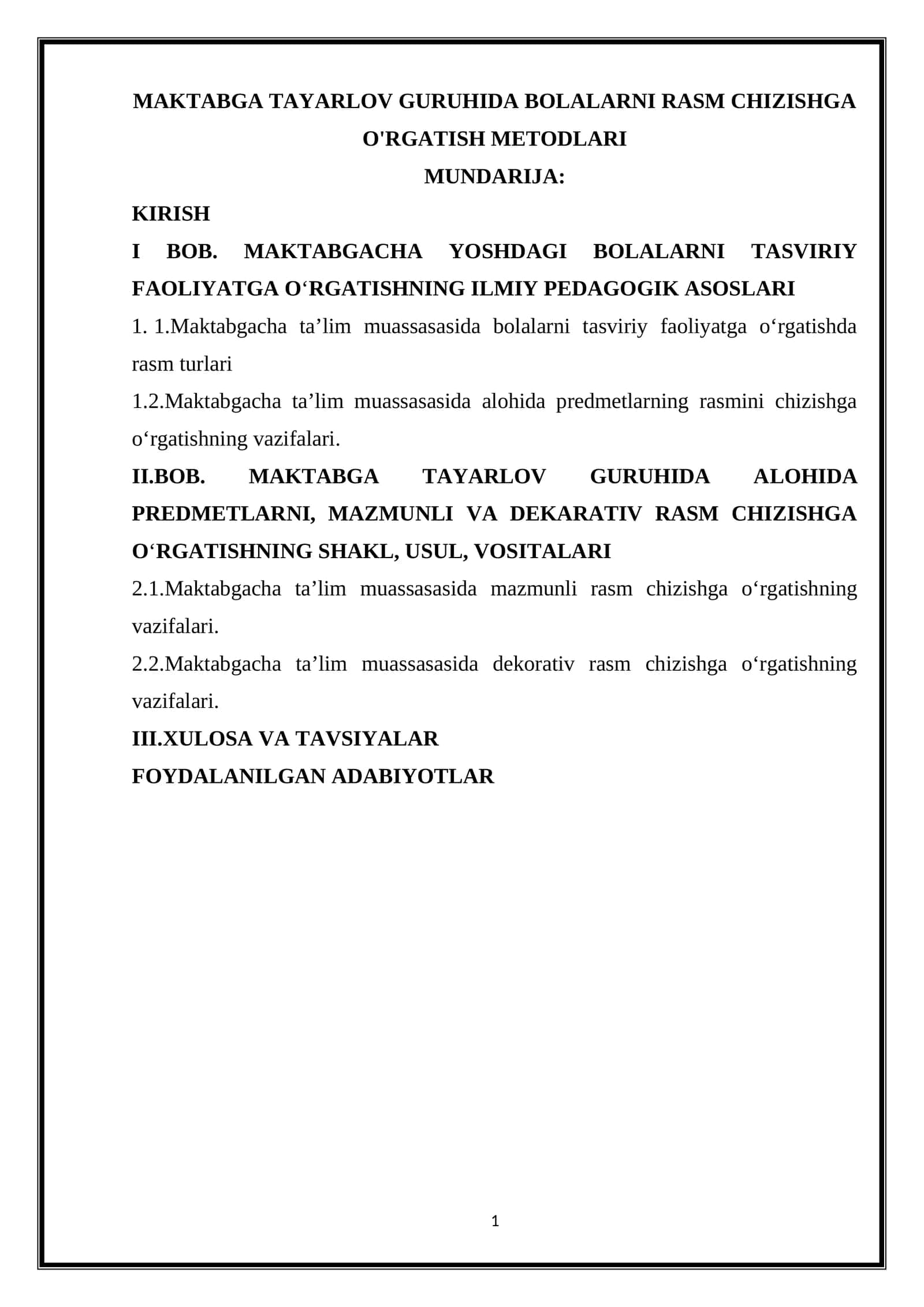 MAKTABGA TAYARLOV GURUHIDA BOLALARNI RASM CHIZISHGA O'RGATISH METODLARI 1