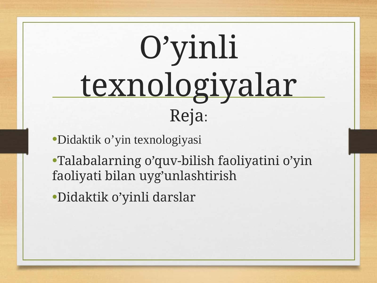O’yinli texnologiyalar 1
