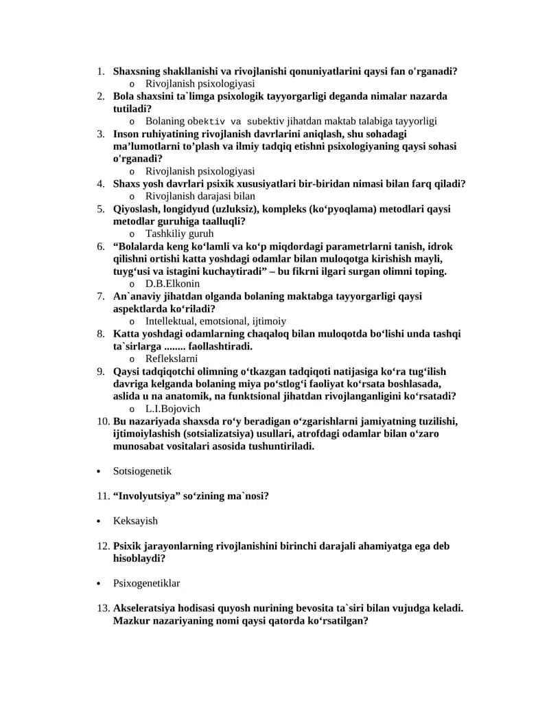 Rivojlanish psixologiyasi 1