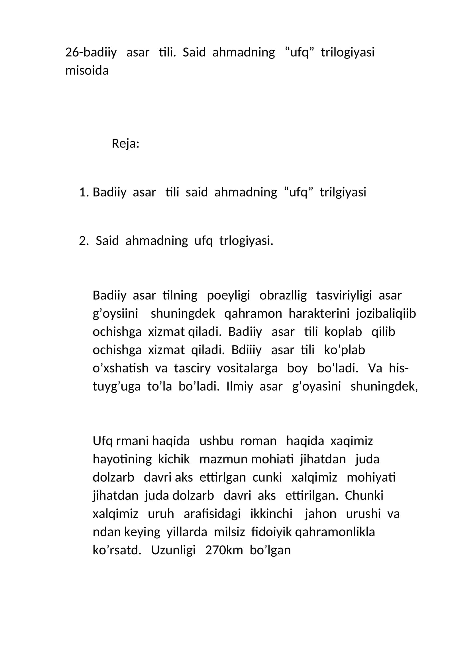 Badiiy asar tili said Ahmadning "Ufq" trilogiyasi 1