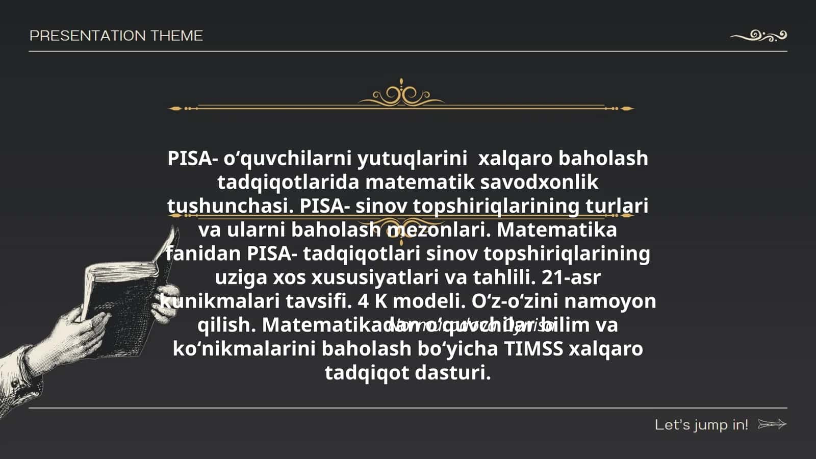 PISA- oʻquvchilarni yutuqlarini xalqaro baholash tadqiqotlari 1