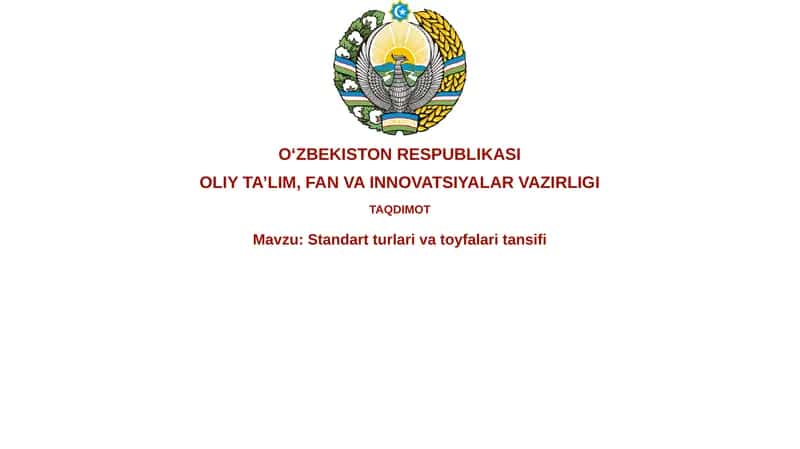Standart turlar va toifalarning ta'rifi 1