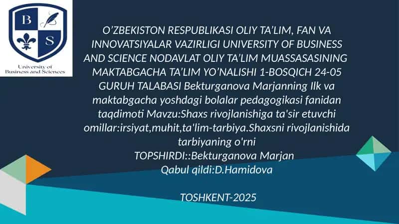 Bekturganova Marjan taqdimoti 1