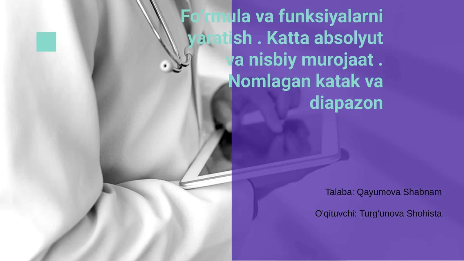 Fo‘rmula va funksiyalarni yaratish 1