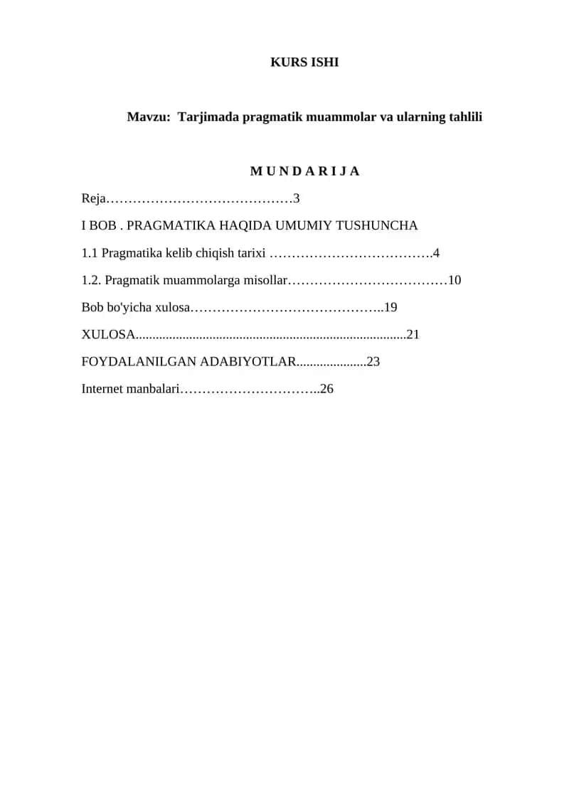 Tarjimada pragmatik muammolar va ularning tahlili 1