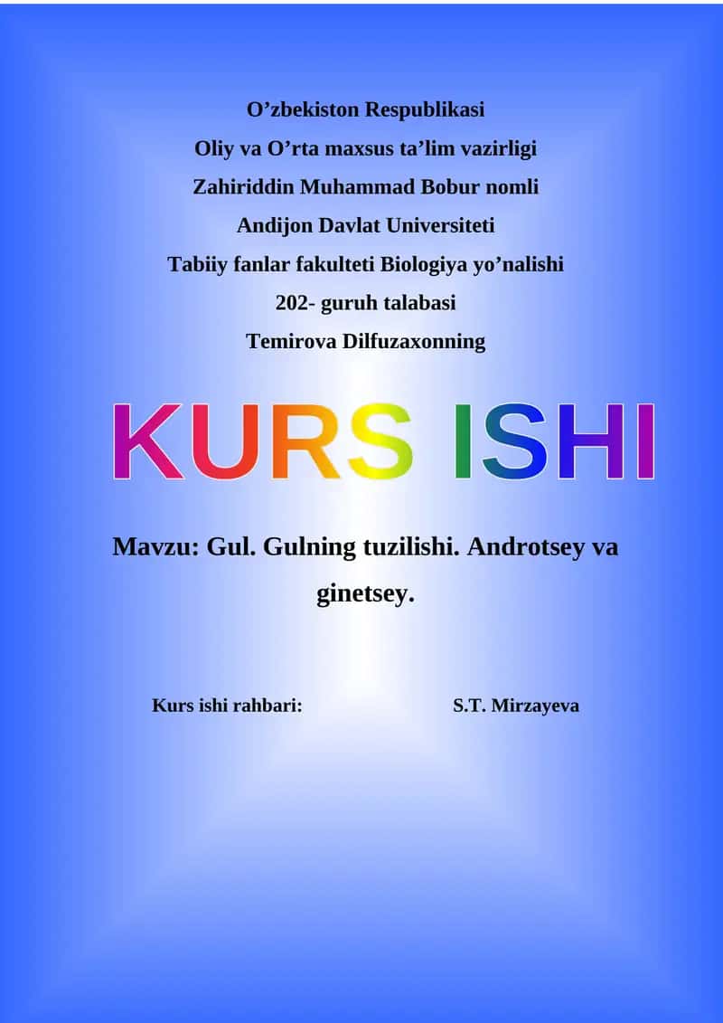 Gulning tuzilishi. Androtsey va ginetsey 1