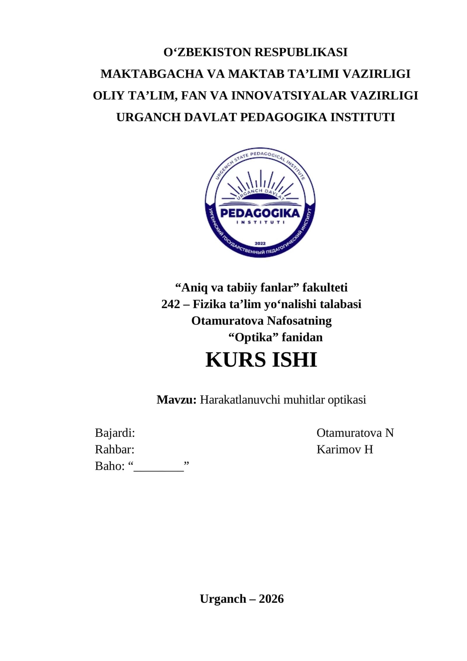 Harakatlanuvchi muhitlar optikasi 1
