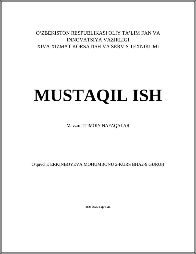 IJTIMOIY NAFAQALAR 1