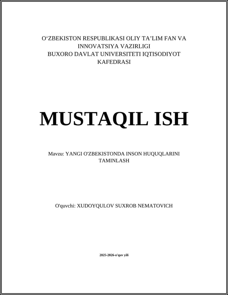 YANGI O'ZBEKISTONDA INSON HUQUQLARINI TAMINLASH 1