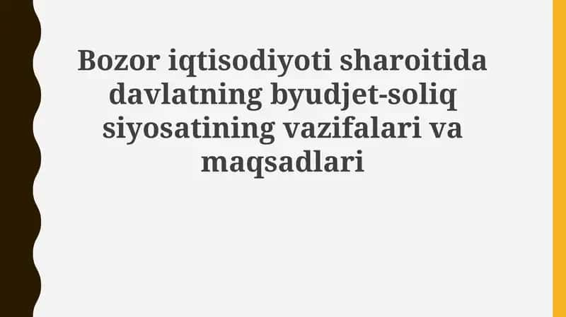 Davlat fiskal siyosati va iqtisodiyot 1