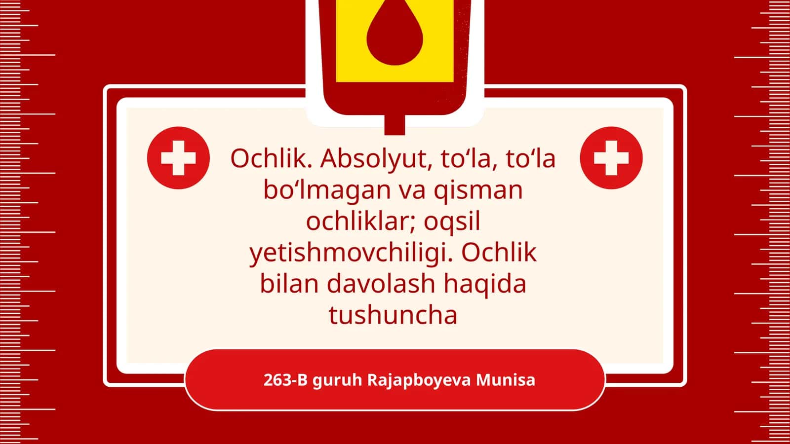 Ochlik. Absolyut, toʻla, toʻla boʻlmagan va qisman ochliklar; oqsil yetishmovchiligi. Ochlik bilan davolash haqida tushuncha 1