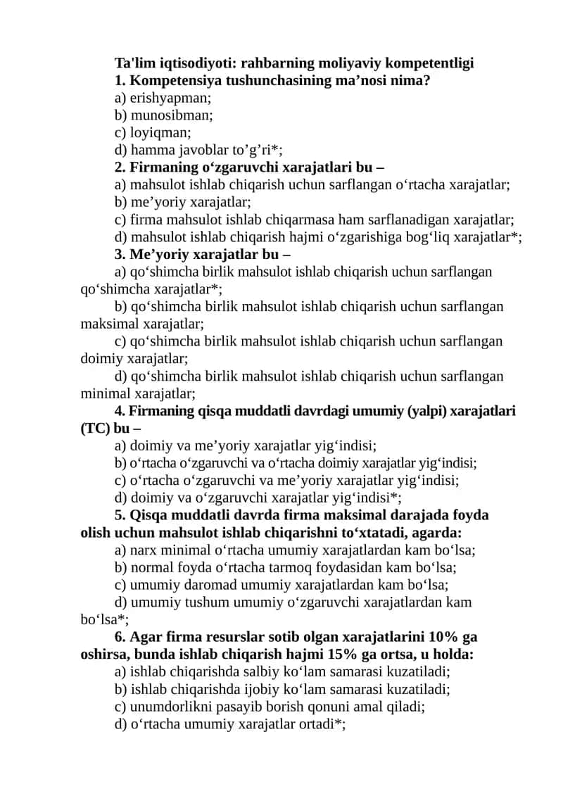 Ta'lim iqtisodiyoti: rahbarning moliyaviy kompetentligi 1
