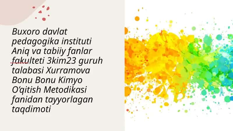 Kimyo o‘qitish metodikasi 1