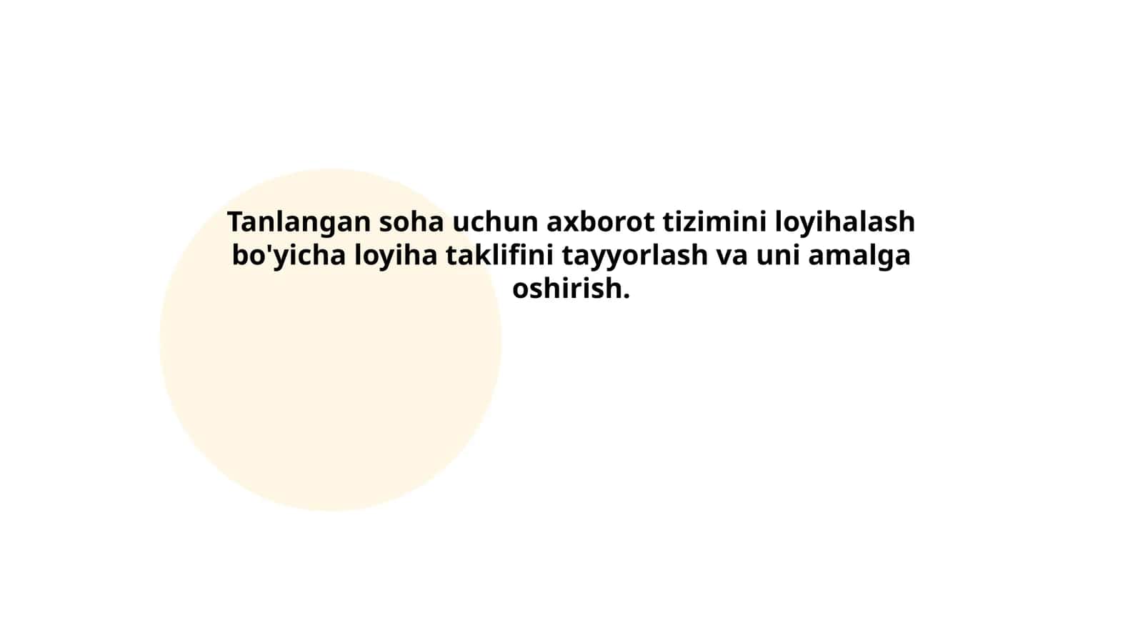 Tanlangan soha uchun axborot tizimini loyihalash loyihasi 1