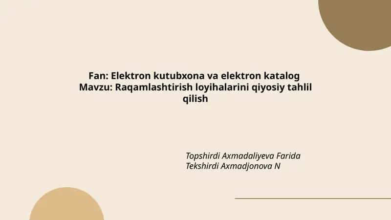 Raqamlashtirish loyihalarini qiyosiy tahlil qilish 1