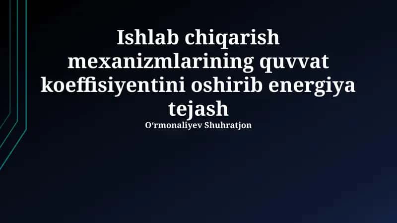 Quvvat koeffitsientini yaxshilash 1