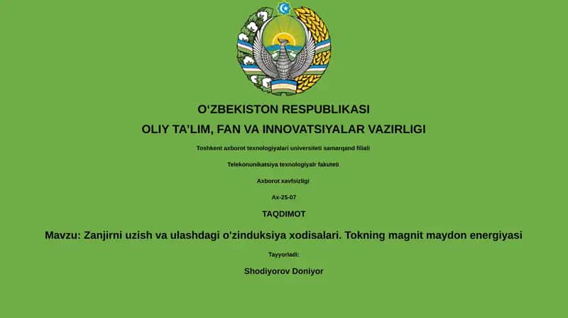 Zanjirni uzish va ulashdagi o'zinduksiya xodisalari 1