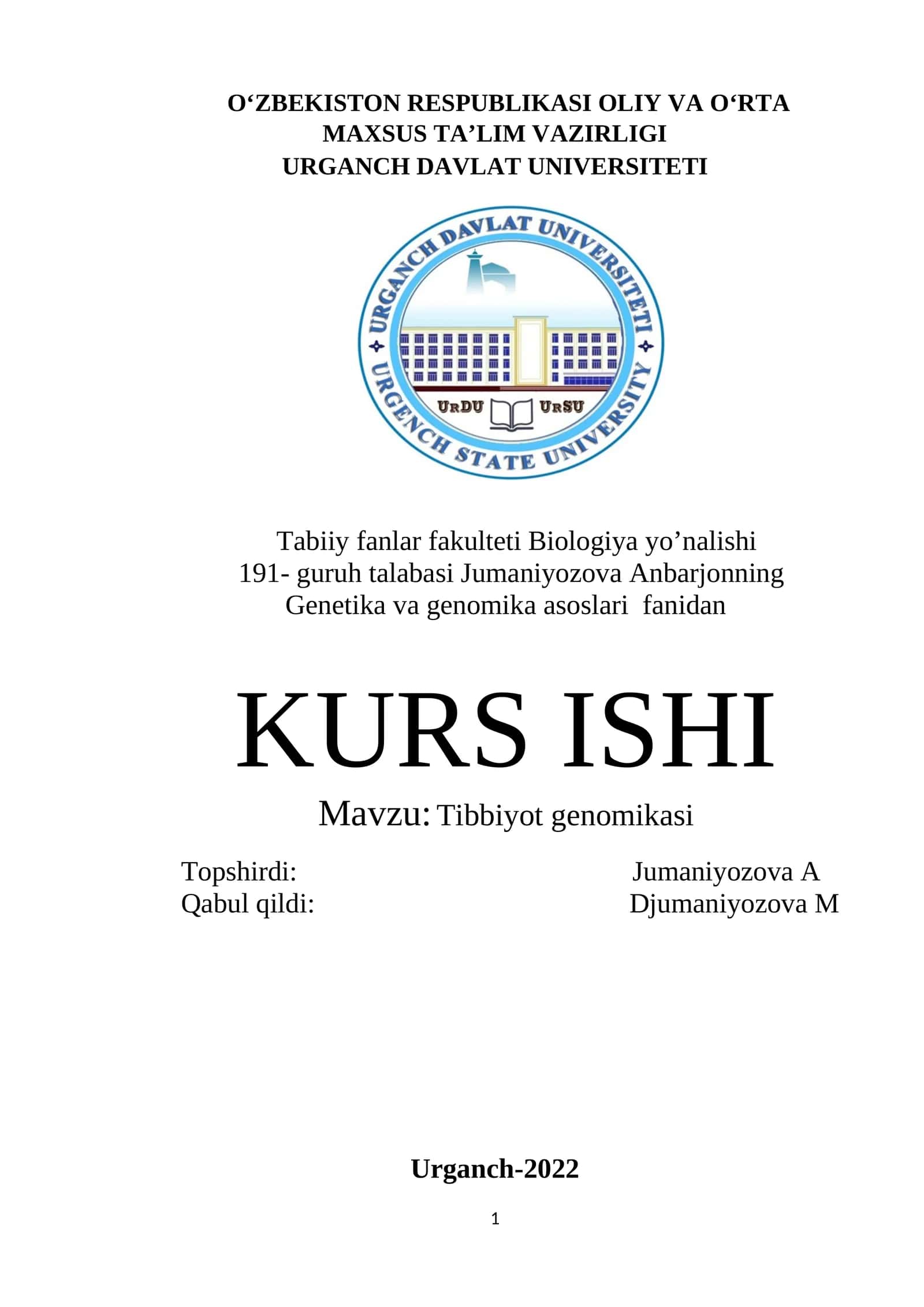 Tibbiyot genomikasi 1