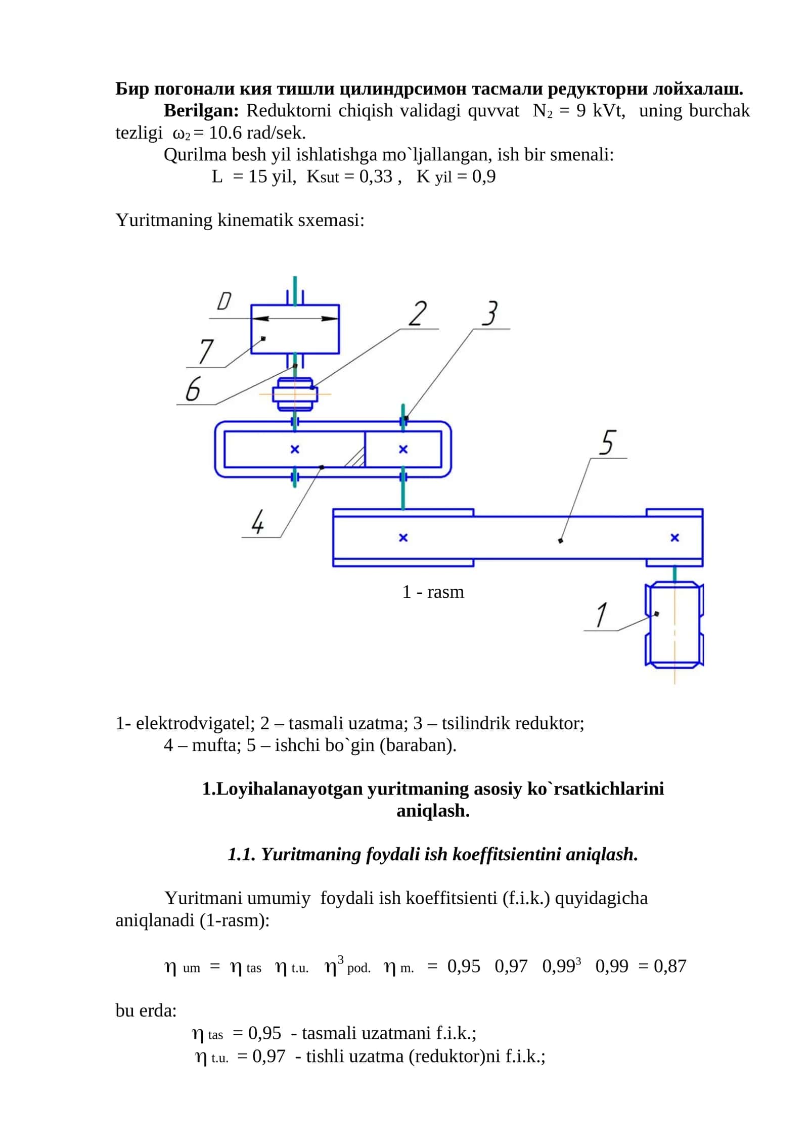 Yuritmaning kinematik sхemasi 1