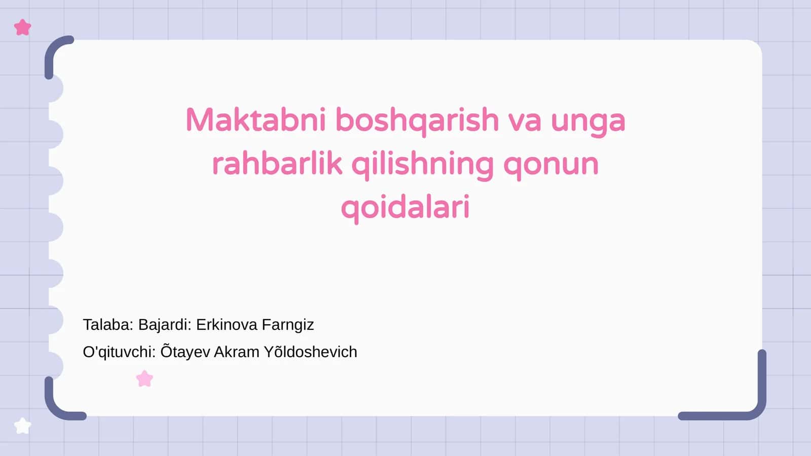 Maktabni boshqarish va unga rahbarlik qilishning qonun qoidalari 1