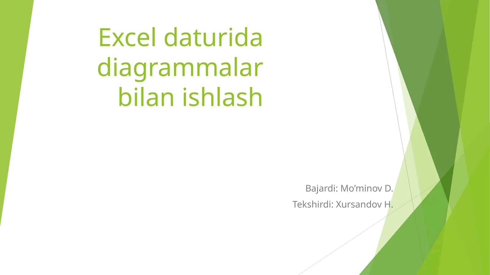 Exceldaturida diagrammalar bilan ishlash 1
