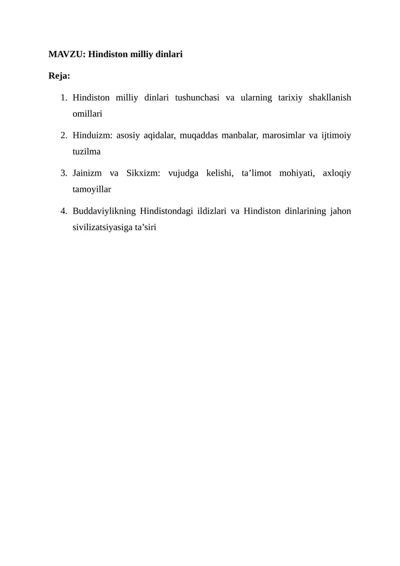 Hindiston milliy dinlari 1