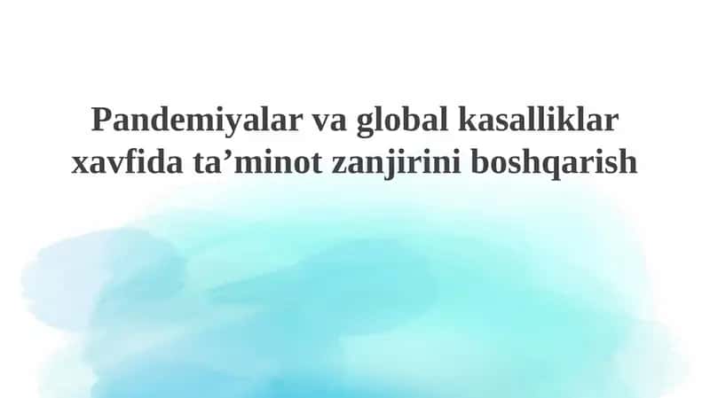 Ta'minot zanjiri buzilishi va talabning o'zgarishi 1