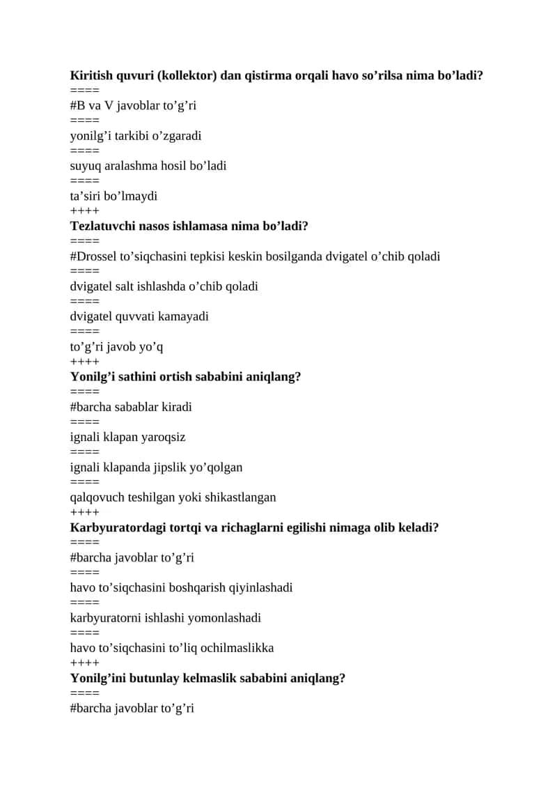 Кiritish quvuri (kollektor) dan qistirma orqali havo so’rilsa nima bo’ladi? 1