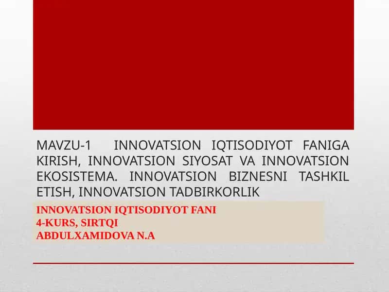 INNOVATSION IQTISODIYOT FANIGA KIRISH 1