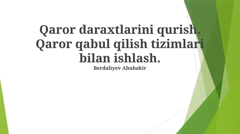 Qaror Daraxtlarini Qurish Algoritmlari 1