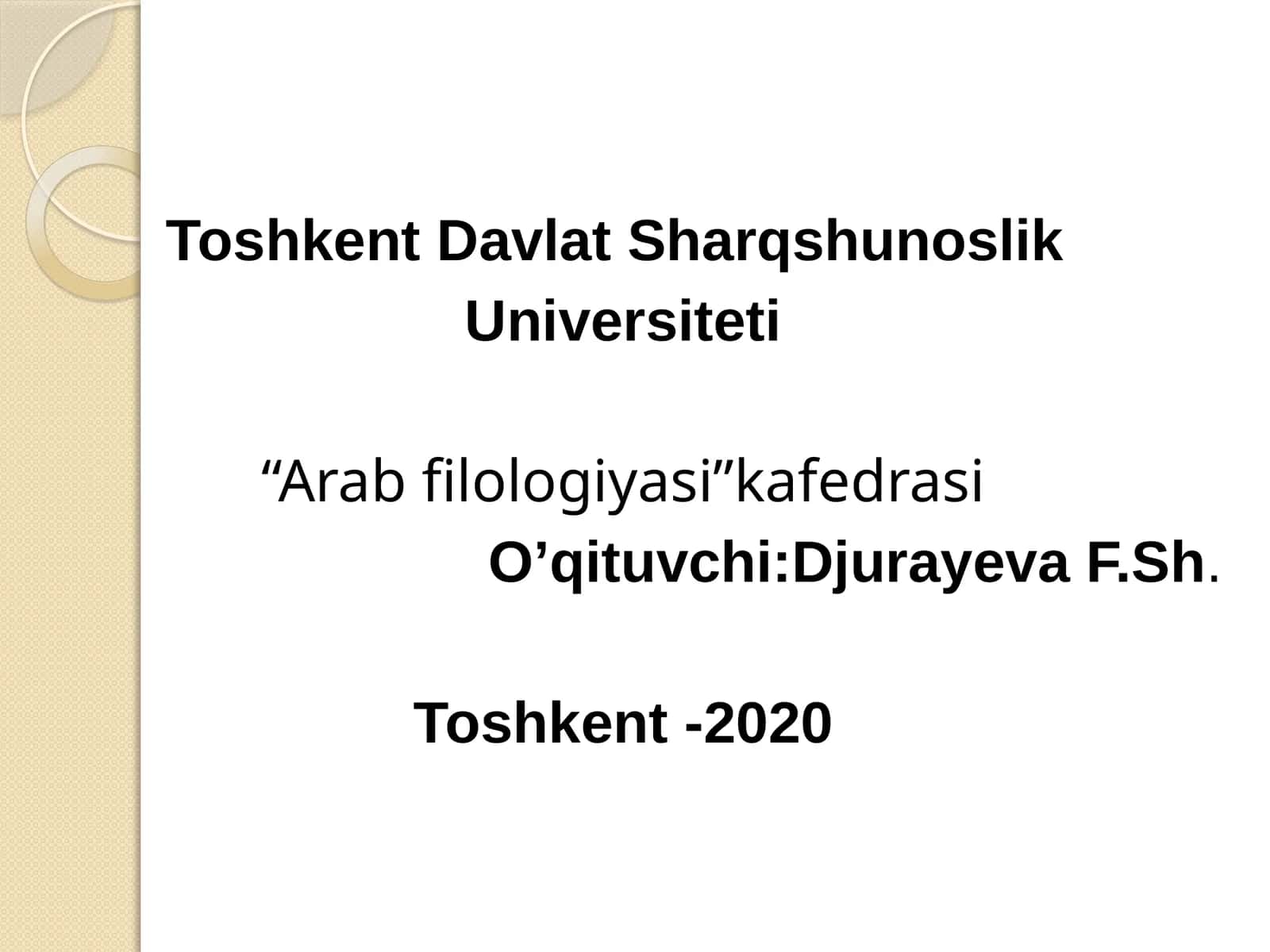 Arabfilologiyasi Mavzu: Otlarda ikkilik soni 1