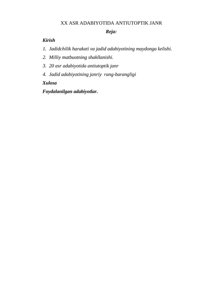 XX ASR ADABIYOTIDA ANTIUTOPTIK JANR 1