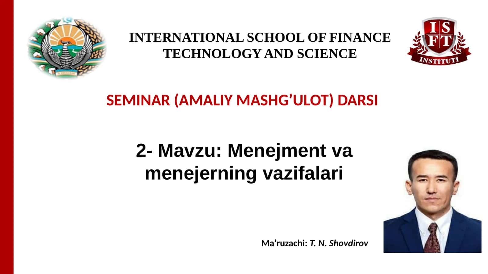 Menejment va menejerning vazifalari 1