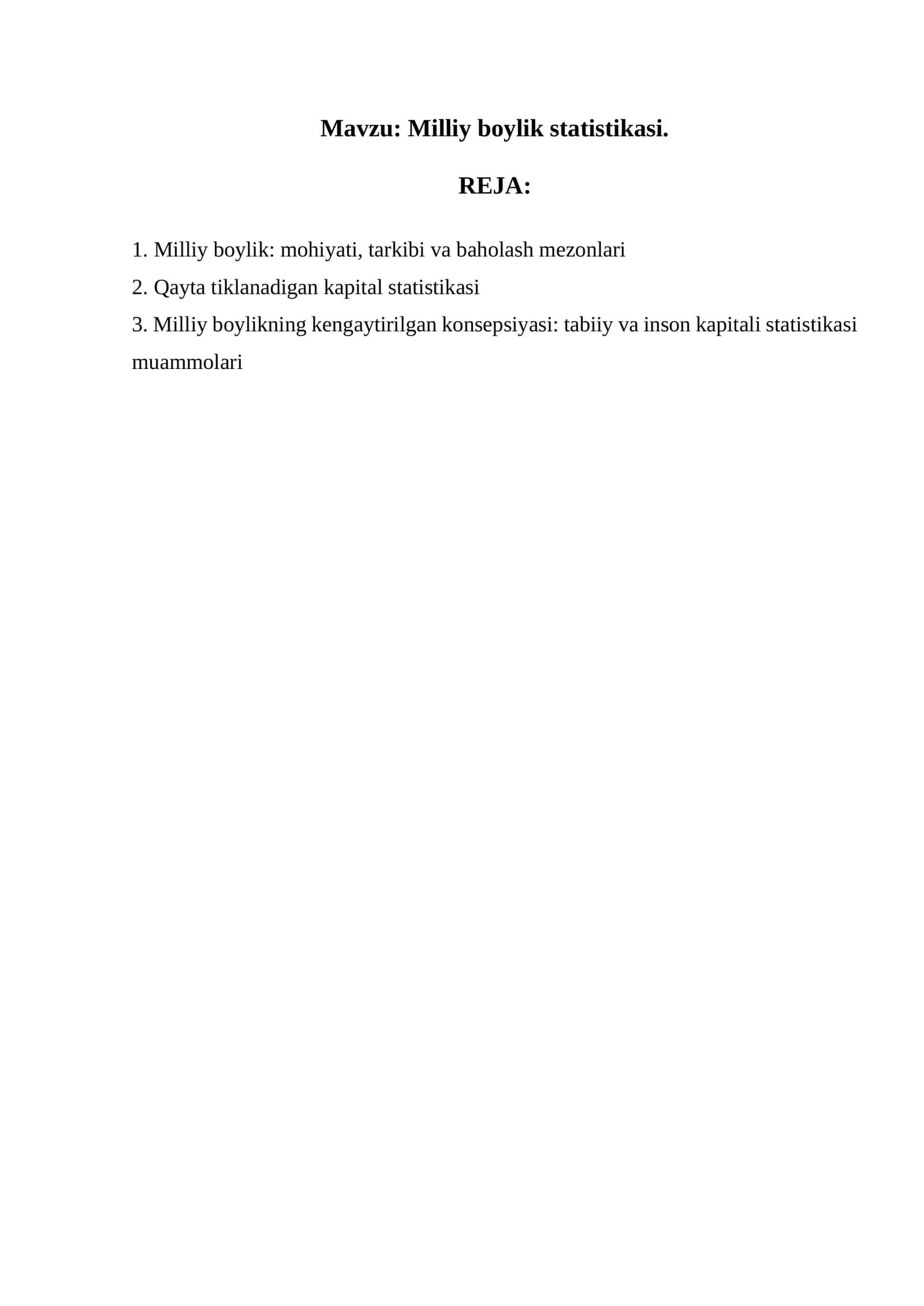 Milliy boylik statistikasi 1